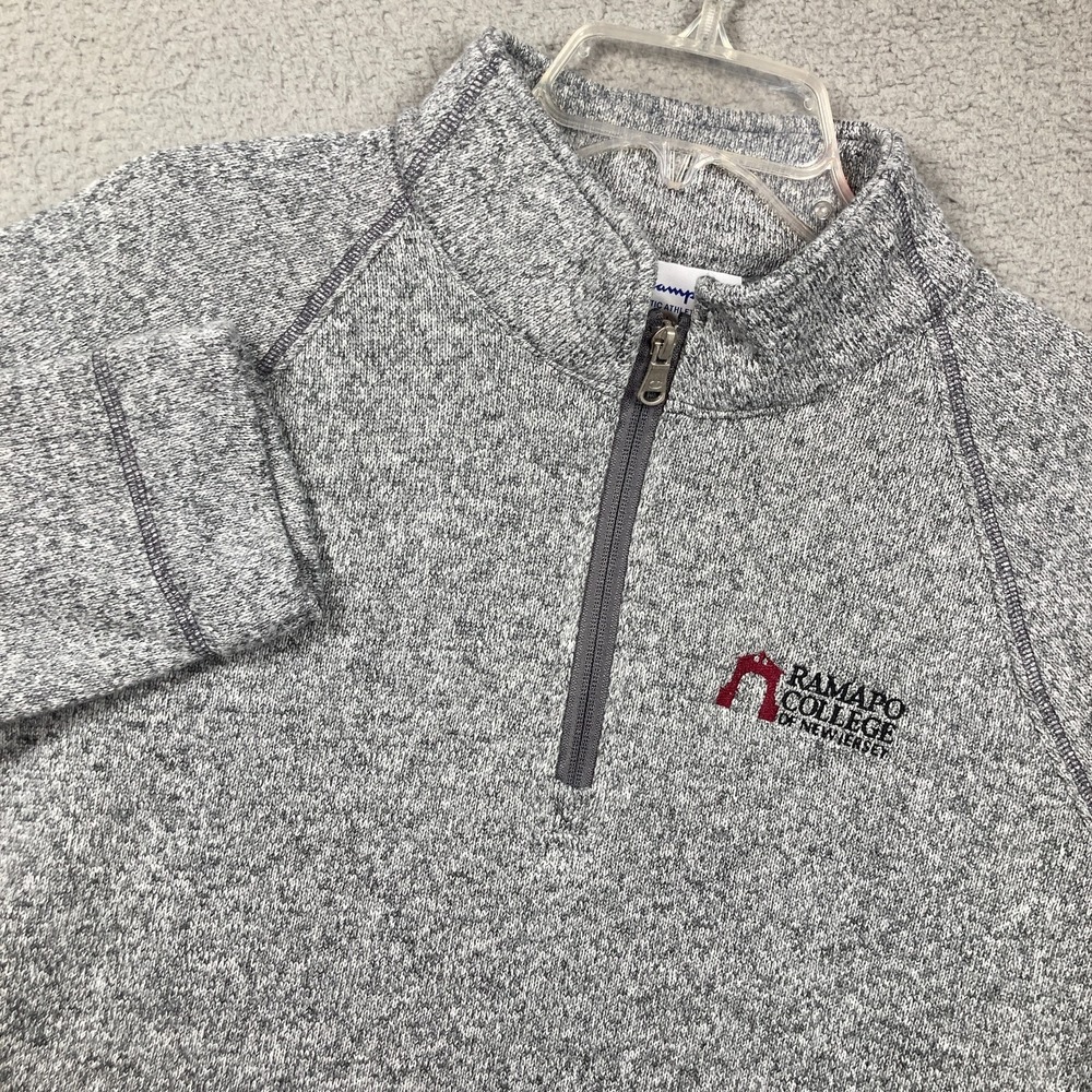 Ramapo College 1/4‎ Zip Pullover Adult Large Gray Mock Neck Sweatshirt Champion